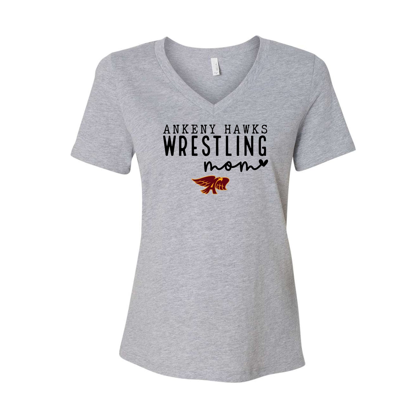 Ladies - Relaxed V-Neck Tee - (Ankeny Hawks Wrestling)