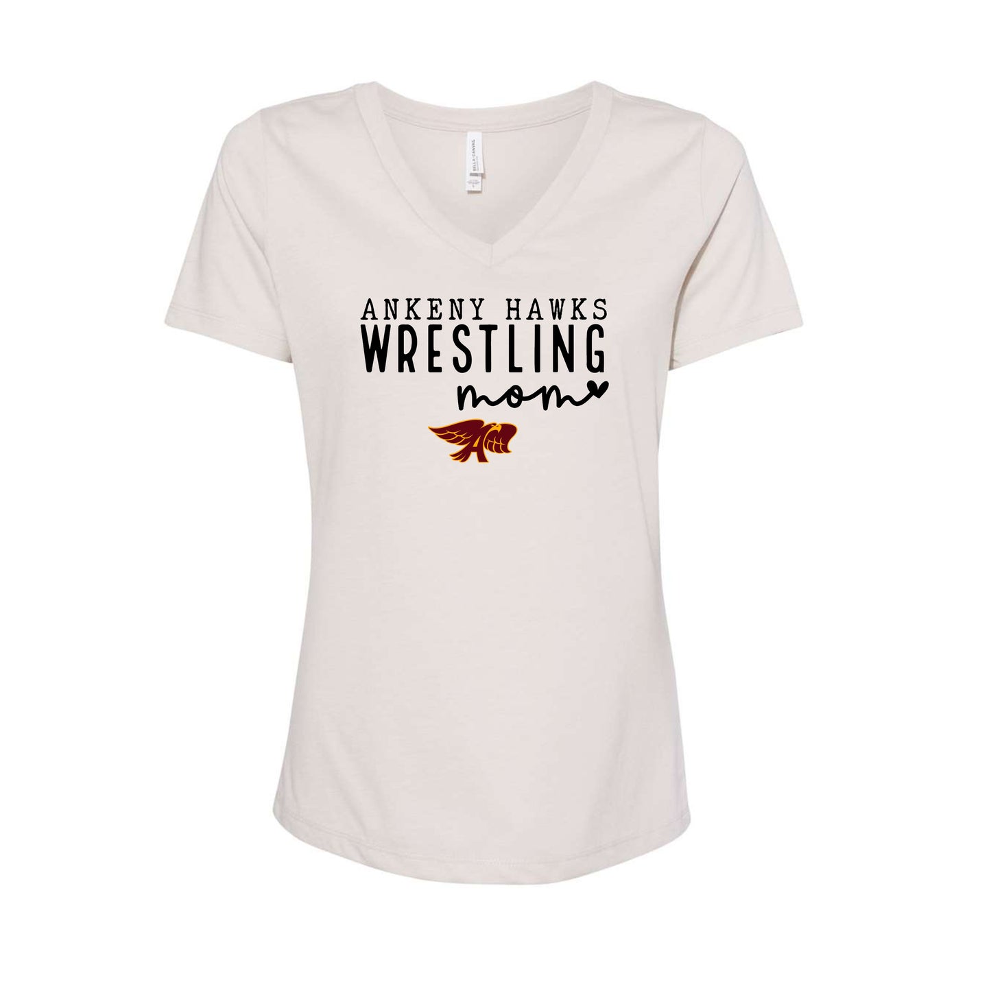 Ladies - Relaxed V-Neck Tee - (Ankeny Hawks Wrestling)