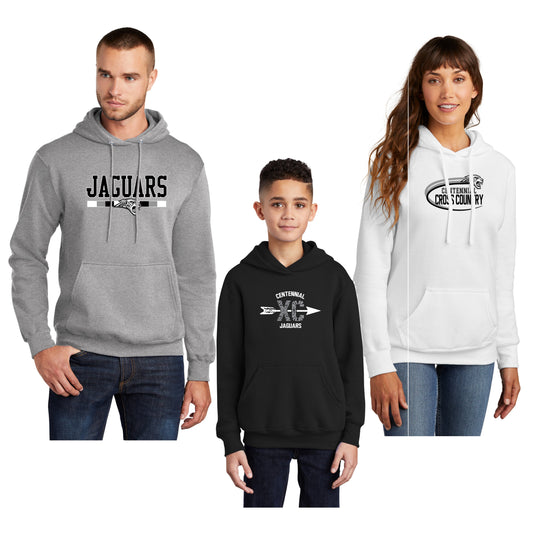 Adult, Ladies & Youth - Unisex Fleece Hooded Sweatshirt - (Jaguar Cross Country)