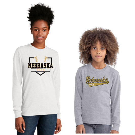 Adult & Youth - Next Level Unisex Long Sleeve Tee - (Nebraska Gold)