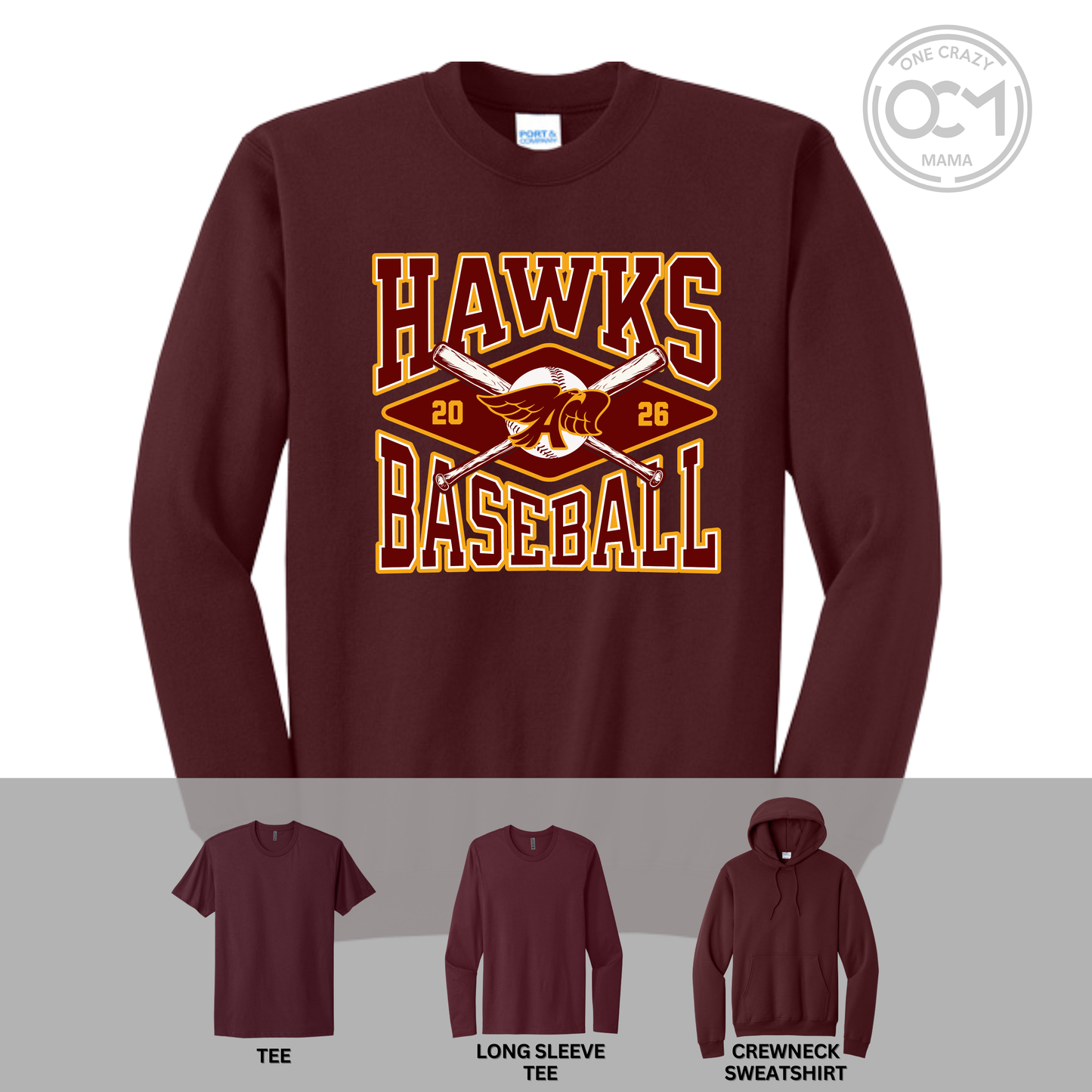 Adult - Multiple Apparel Options (Ankeny Hawks Baseball)
