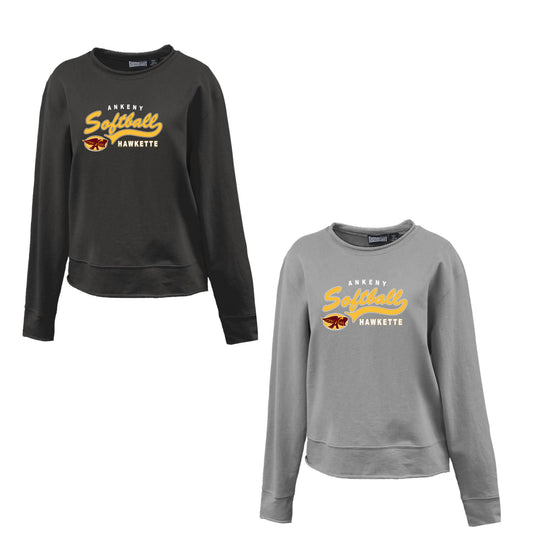 Ladies - Rolled Edge Crew Long Sleeve Tee - (Ankeny Hawkette Softball)