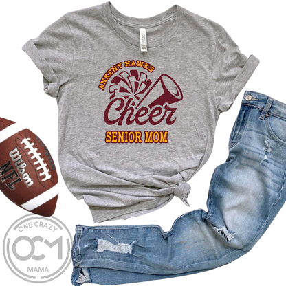 Senior Mom Hawk Cheer  (5 Apparel Choices) -U Pick Name