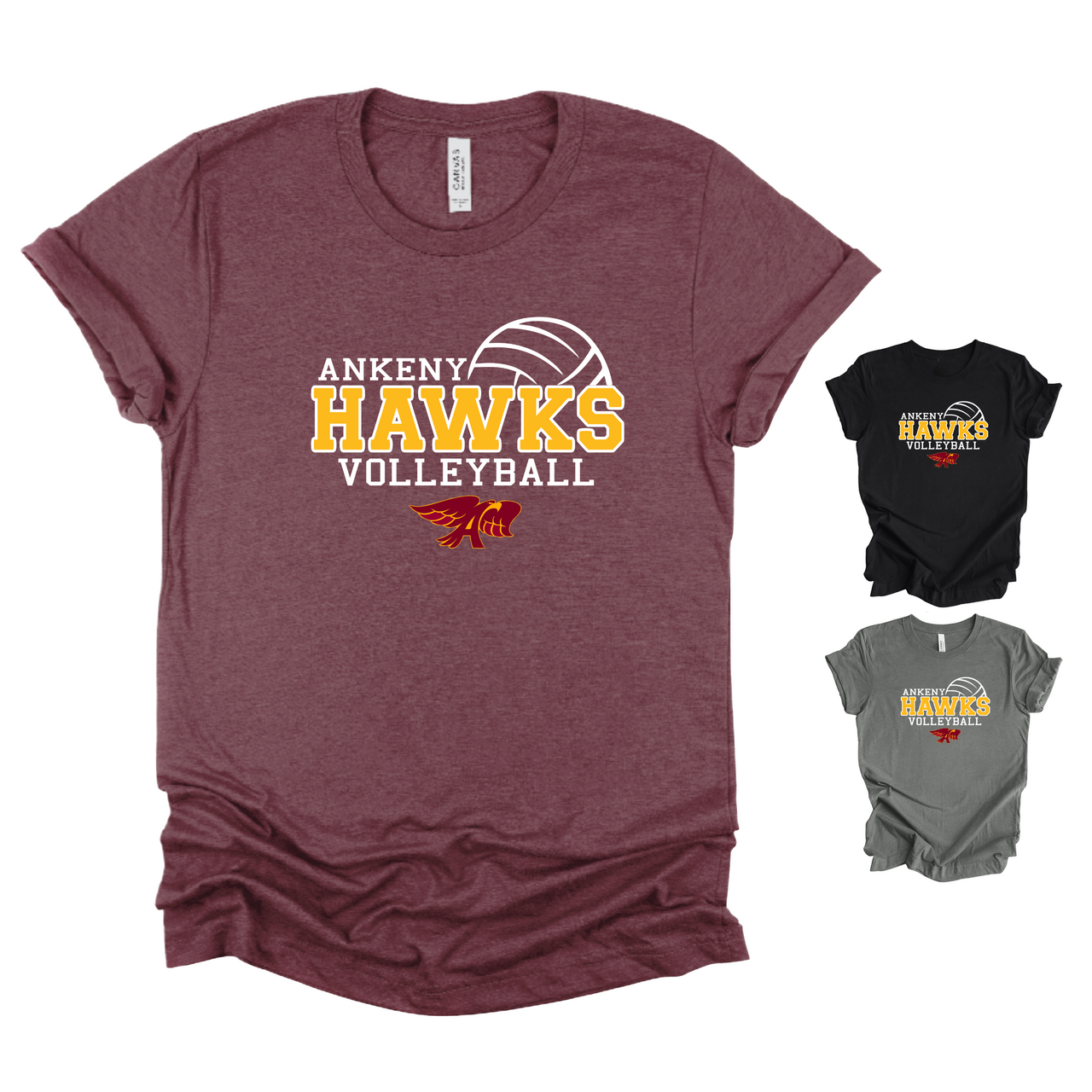 Adult - Unisex Cotton/Poly Tee - (Ankeny Hawks Volleyball)