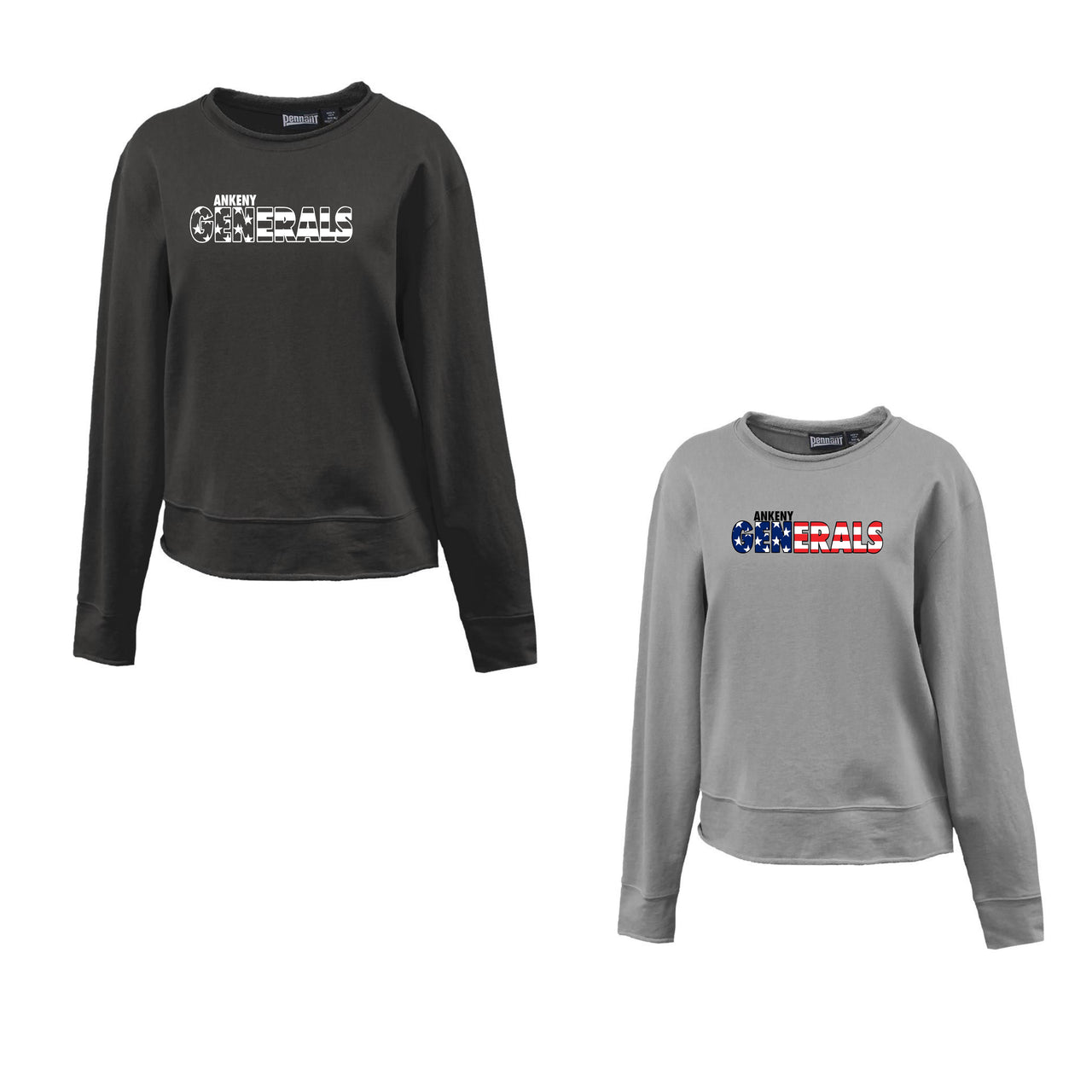 Ladies - Rolled Edge Crewneck Sweatshirt - (Ankeny Generals Baseball)