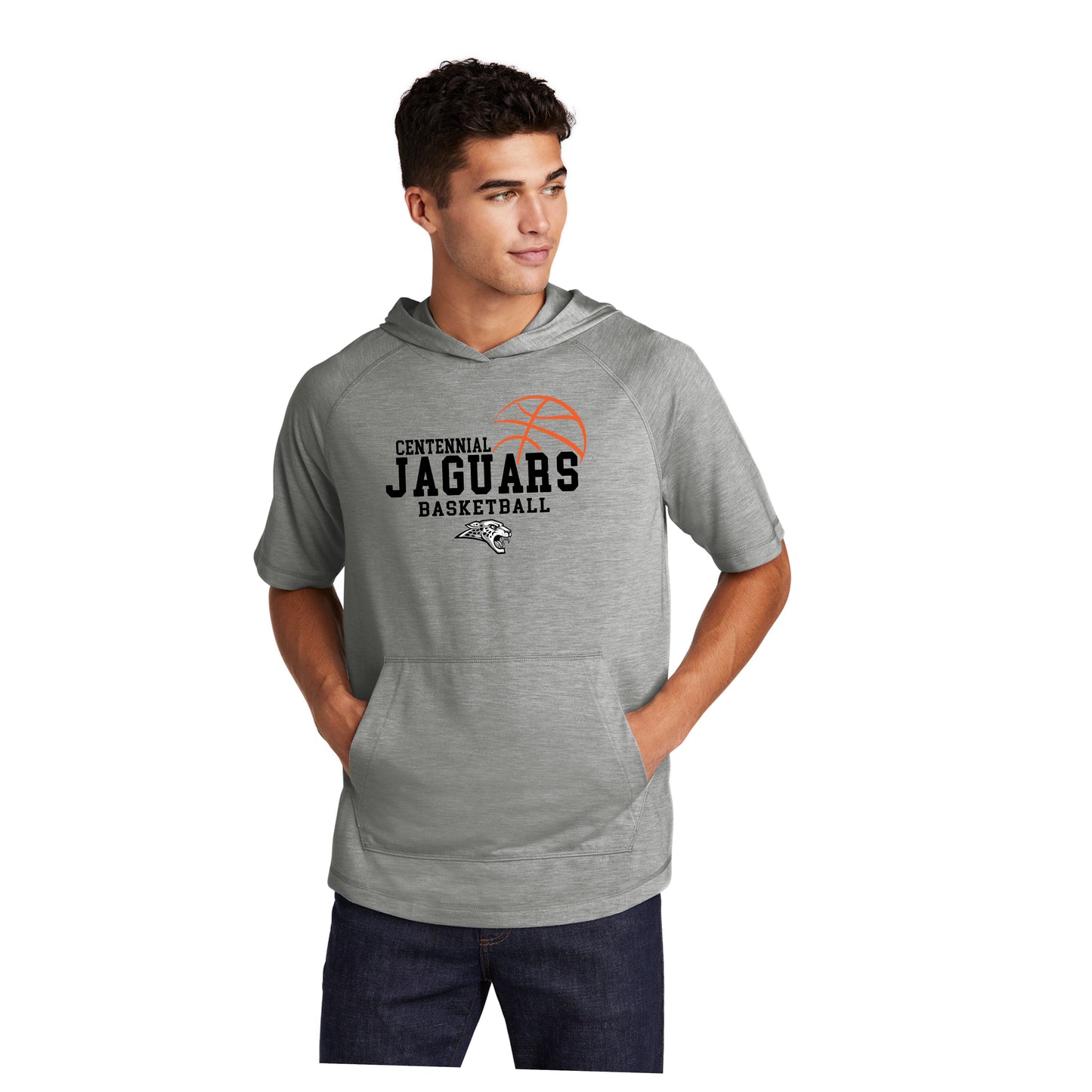 Adult -Tri-Blend Short Sleeve Hoodie (Centennial Jaguar Basketball)