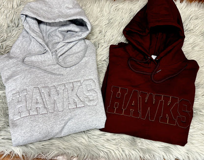 Available Now - Ankeny Hawks -  Embossed Embroidered Hoodie (Grey & Maroon -Lg)
