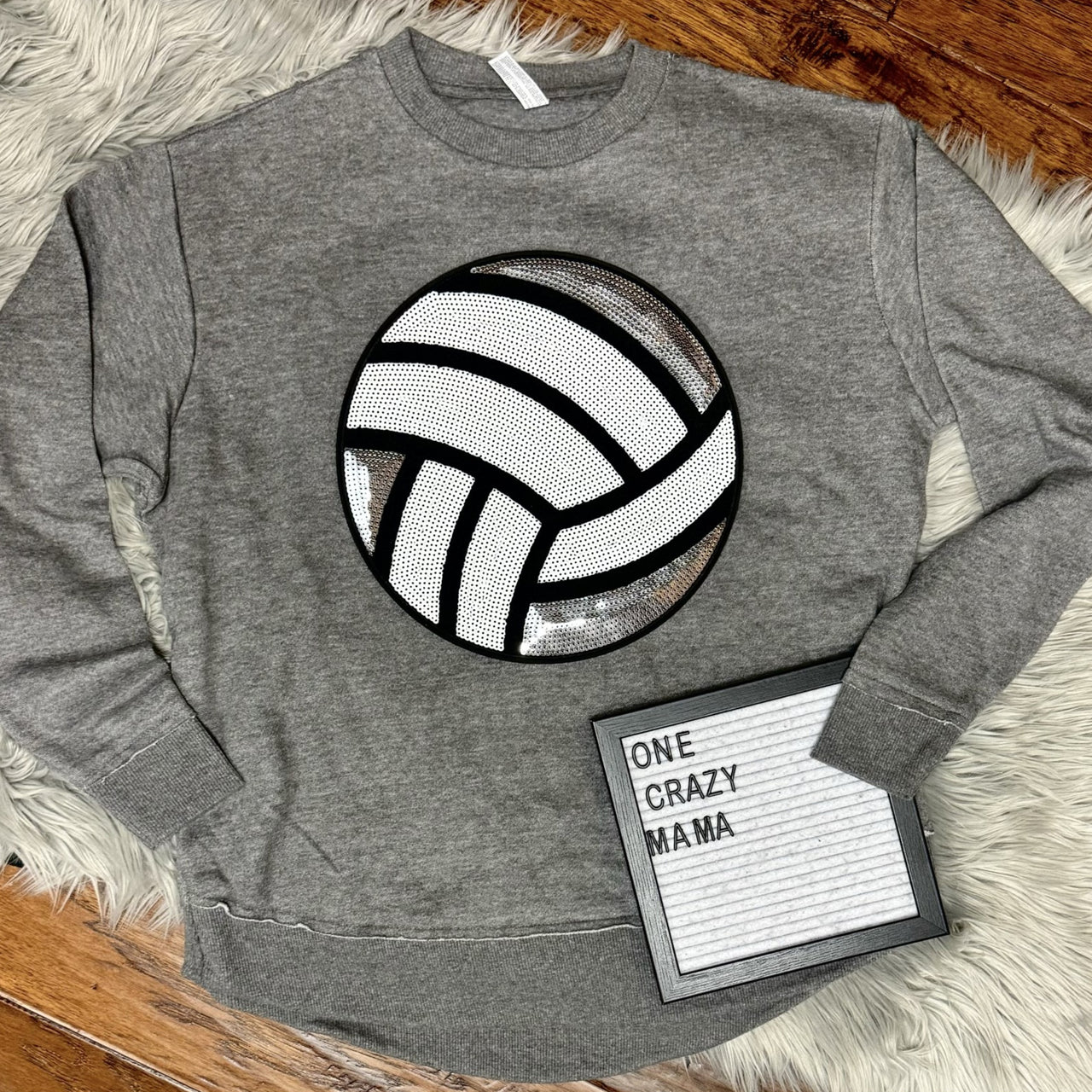 Sequin Volleyball Patch - Weekend Fleece Crewneck Sweatshirt