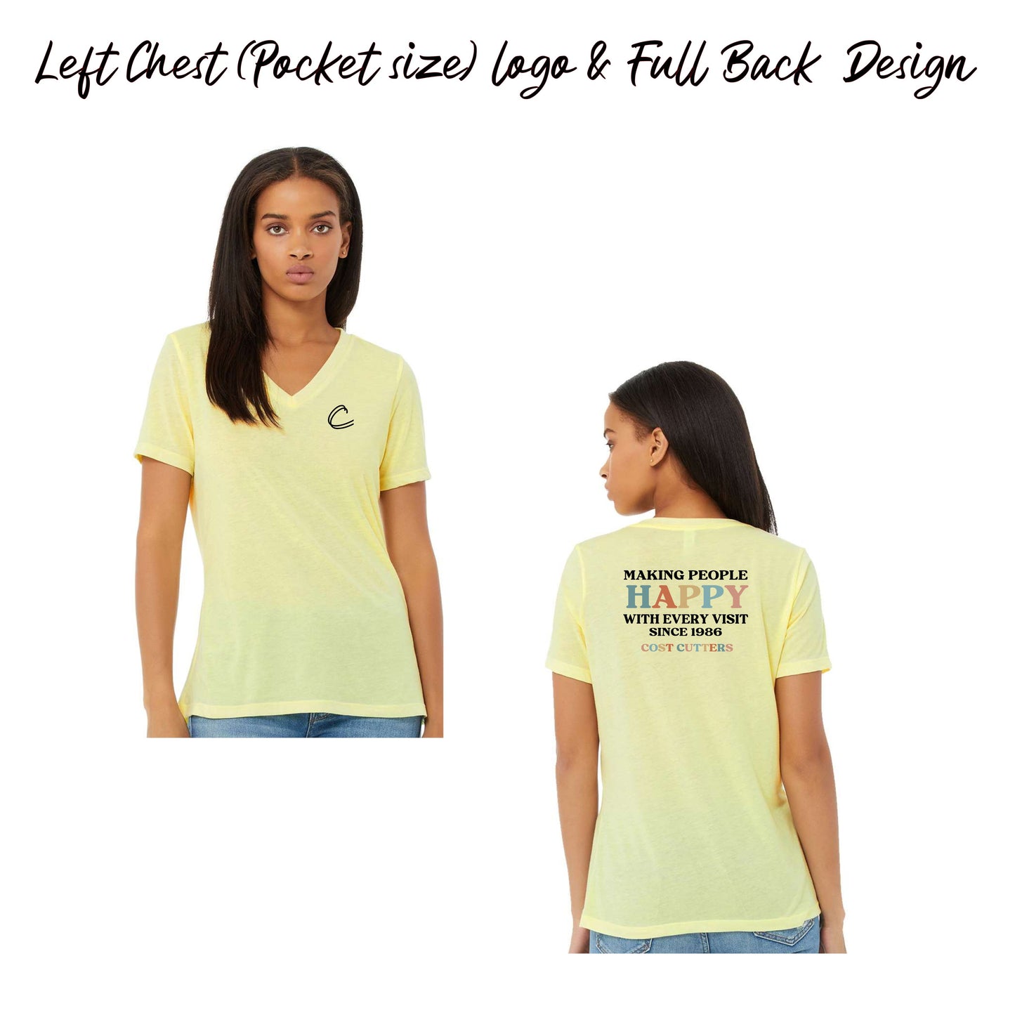 Ladies - Bella Relaxed Triblend Vneck Tee (Cost Cutters)