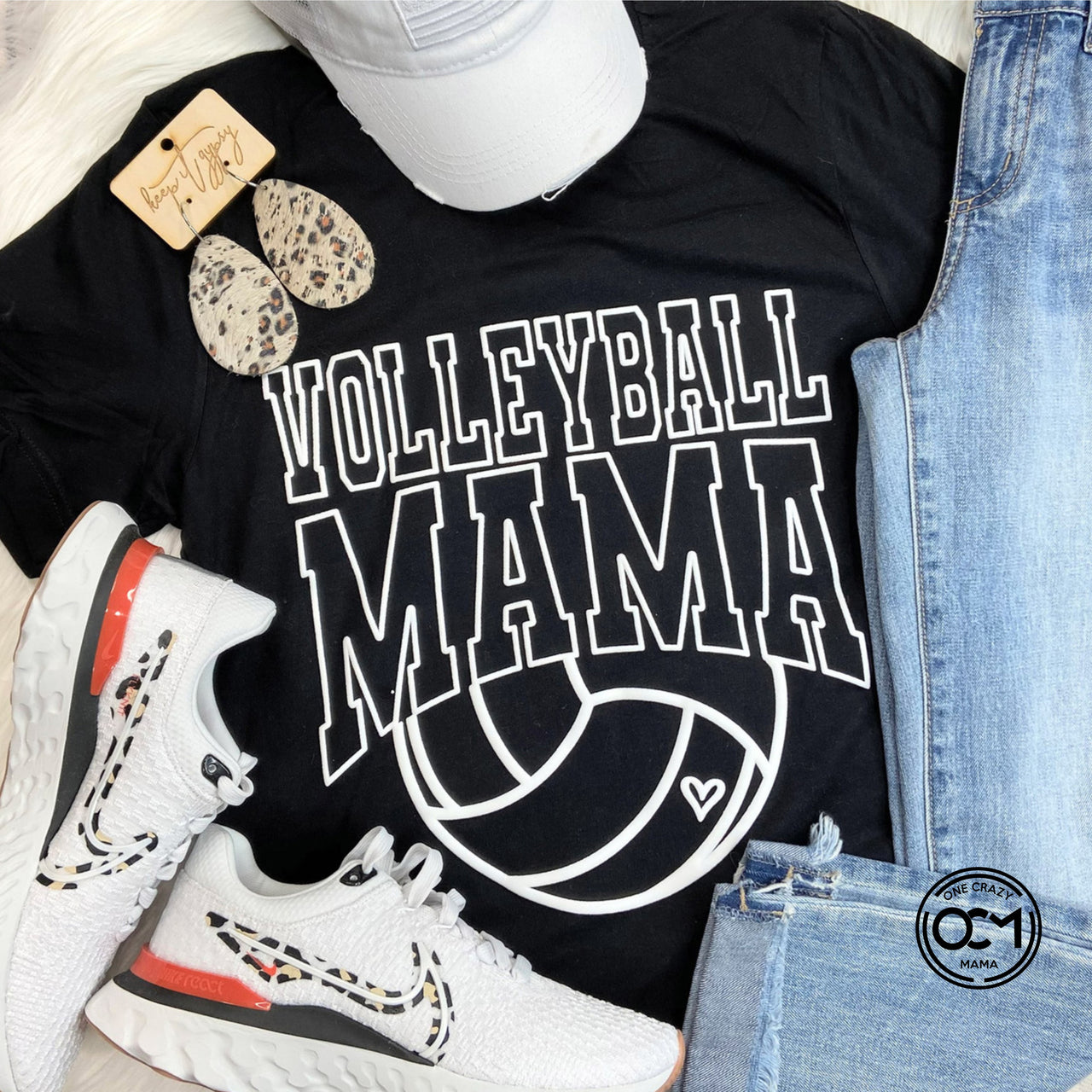 Adult - Unisex Cotton/Poly Tee - (Volleyball Mama - PUFF Print )