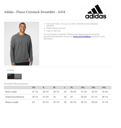 Adult - Adidas Fleece Crewneck Sweatshirt - (Nebraska Gold)