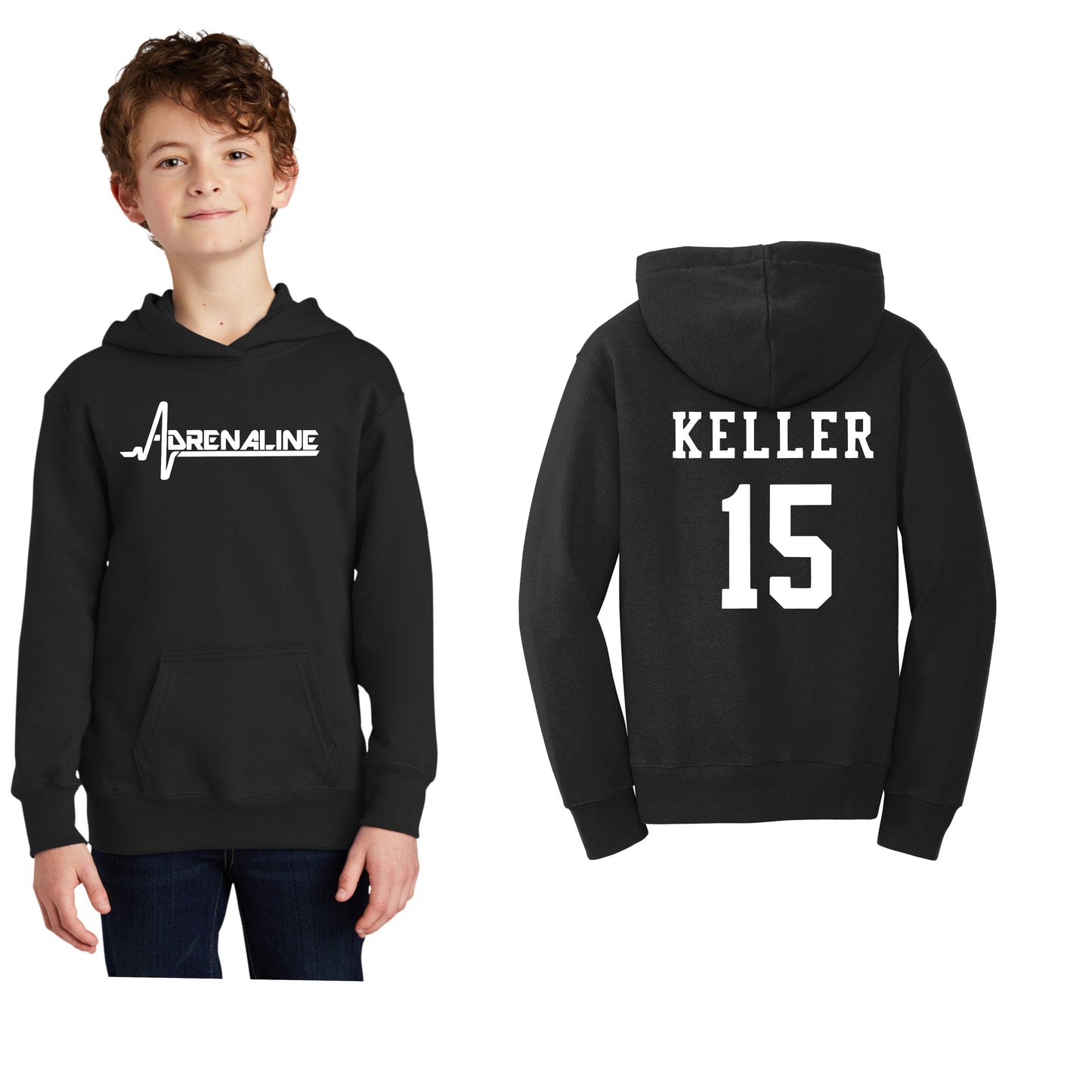 Youth & Adult -  Fleece Pullover Hooded Sweatshirt (Adrenaline Baseball)