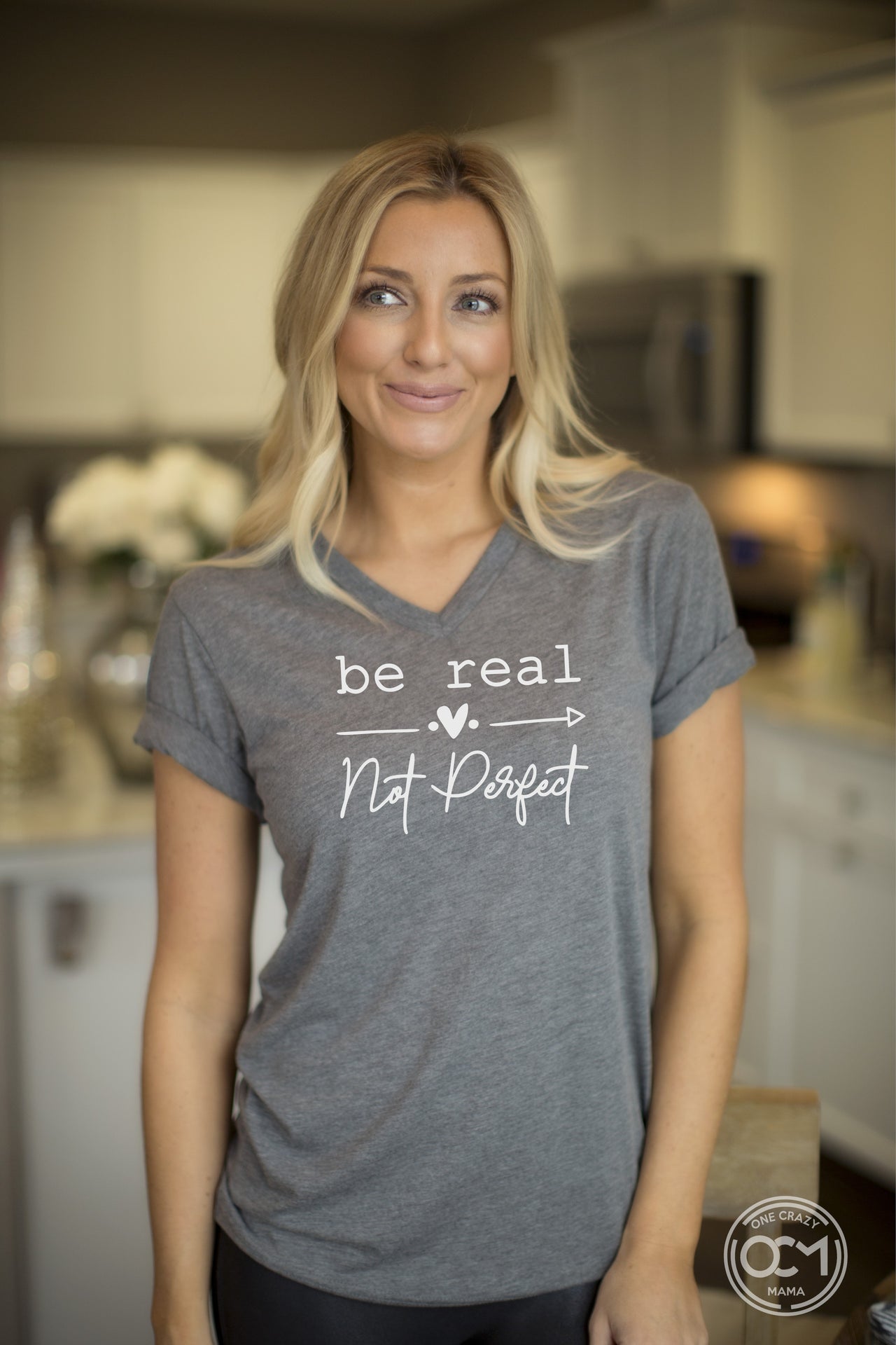 Adult - Unisex V-Neck Tee (Be Real Not Perfect)