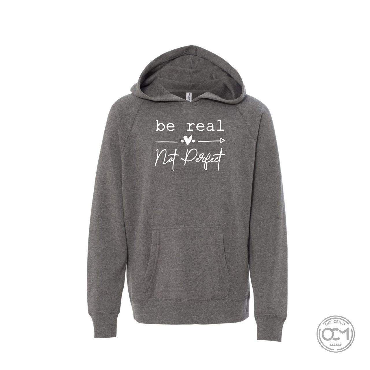 Youth -  Unisex Raglan Hooded Sweatshirt (Be Real Not Perfect)