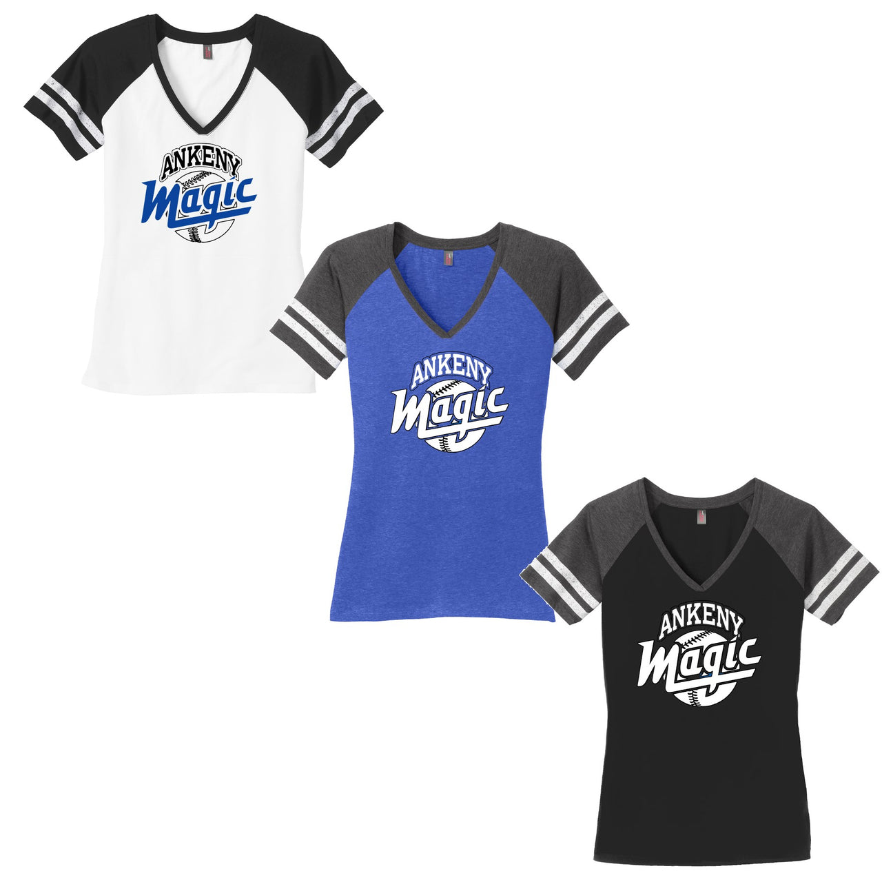 Ladies - Game V-Neck Tee - (Ankeny Magic Baseball)