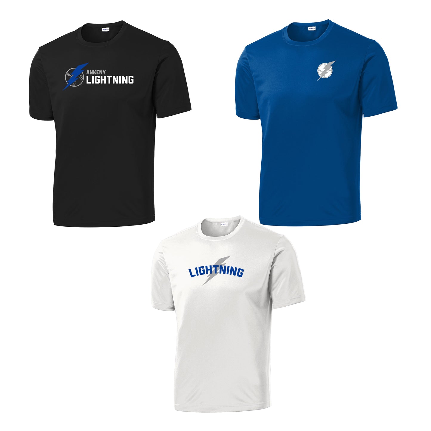 Adult & Youth - Sport Tek Performance Tee  (Lightning Baseball)