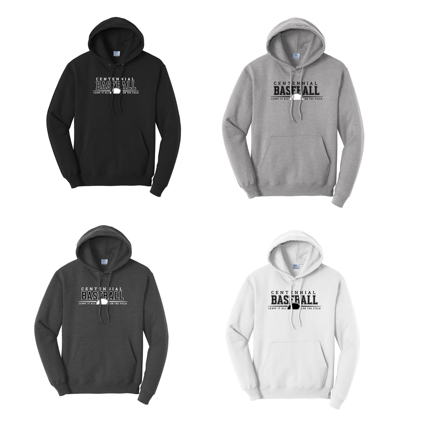 Adult - Unisex Fleece Hooded Sweatshirt - (Centennial Jaguar Baseball)