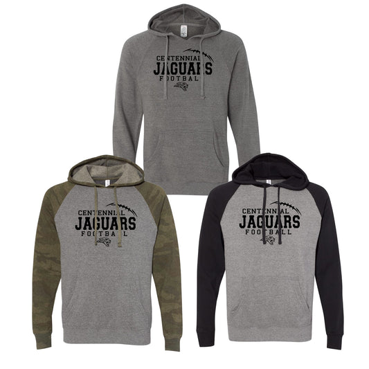 Adult - Unisex Special Blend Raglan Hooded Sweatshirt - (Centennial Jaguars Football)