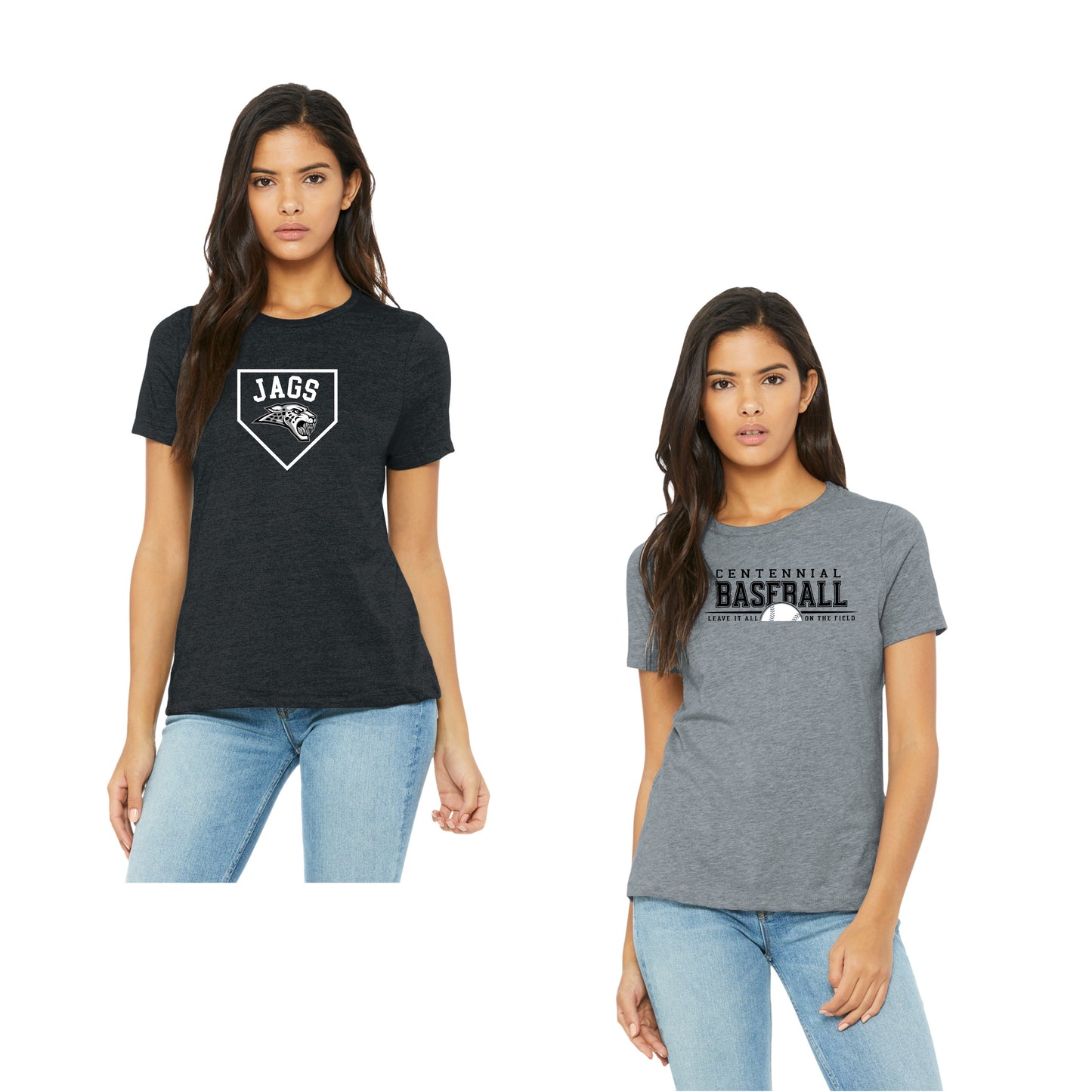 Ladies - Relaxed Fit Heather Tee -(Centennial Jaguar Baseball )