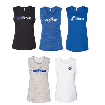 Ladies - Bella Flowy Scoop Muscle Tank - (Lightning Baseball)