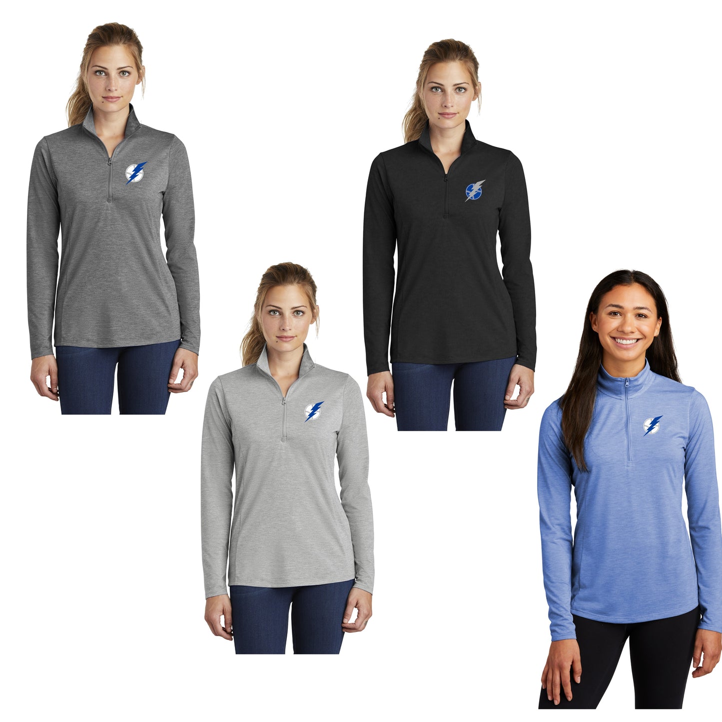 Ladies - Sport Tek Tri-Blend Wicking 1/4-Zip  - (Lightning Baseball)