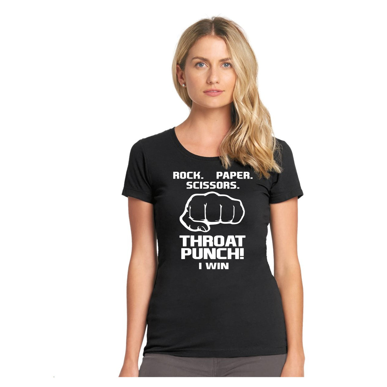 Rock. Paper. Scissors. Throat Punch - Ladies Ideal Crew Tee (Size Large Available)