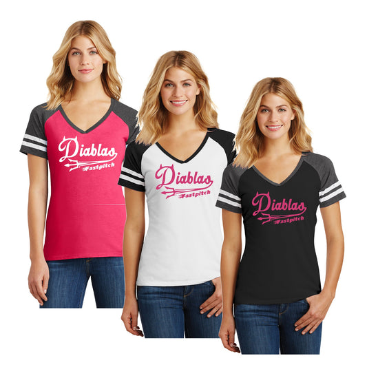 Adult - Ladies Game V-Neck Tee - Diablas