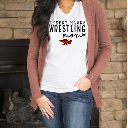 Ladies - Relaxed V-Neck Tee - (Ankeny Hawks Wrestling)