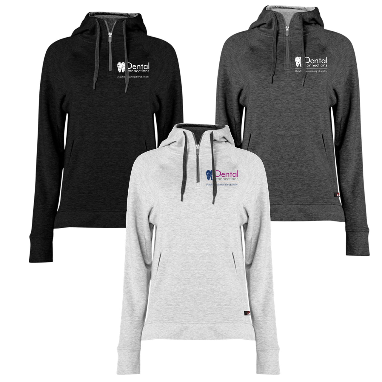 Ladies - Badger FitFlex Women's French Terry Hooded Quarter-Zip- (Dental Connections)