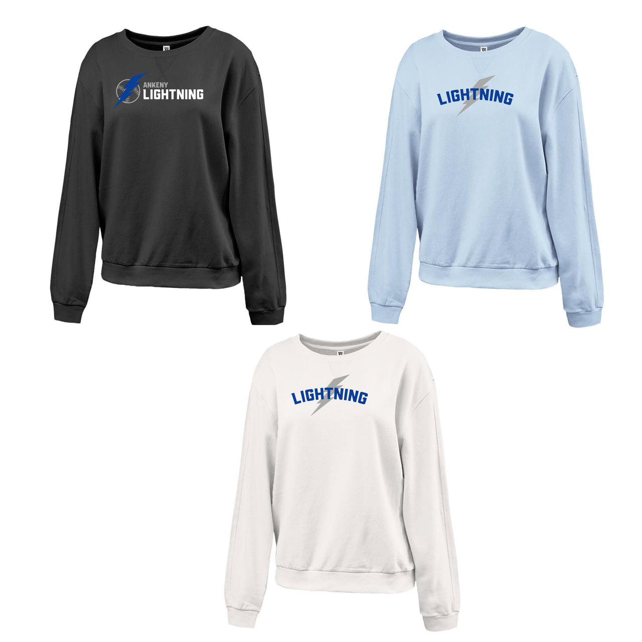 Ladies - Cross-V Crew Sweatshirt - (Lightning Baseball)