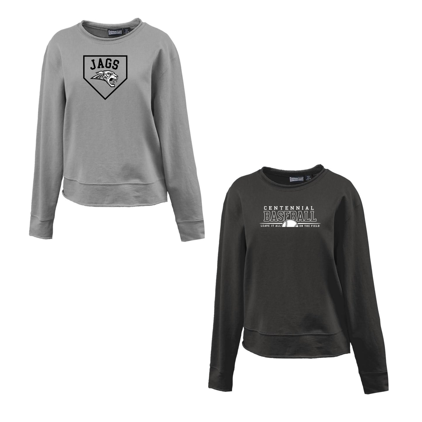 Ladies - Rolled Edge Crew Long Sleeve Tee - (Centennial Jaguar Baseball)