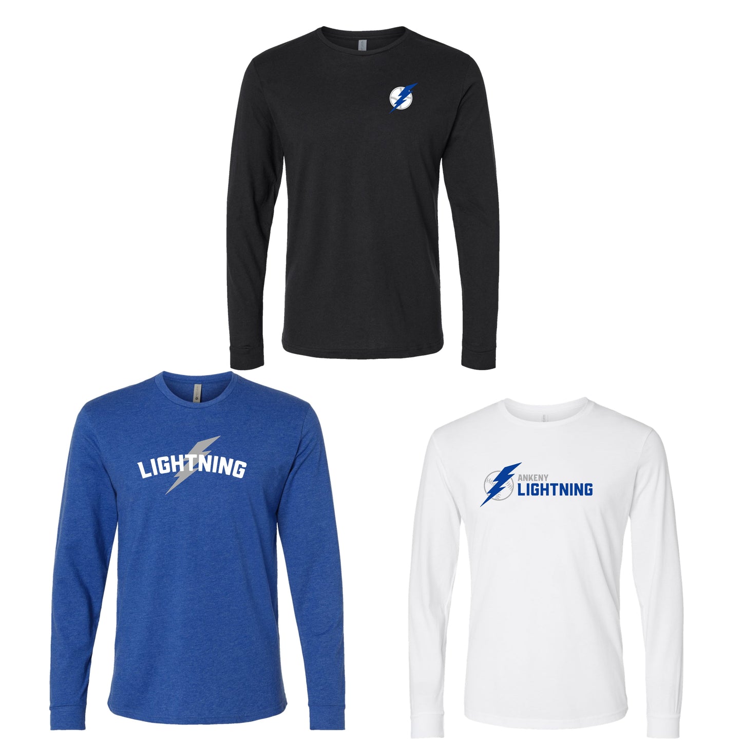 Adult & Youth - Next Level Long Sleeve Tee- (Lightning Baseball)