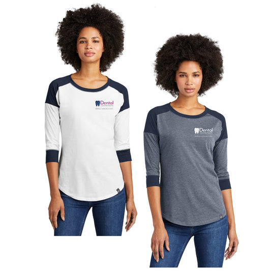 Ladies - New Era® Ladies Heritage Blend 3/4-Sleeve Raglan Tee- (Dental Connections)