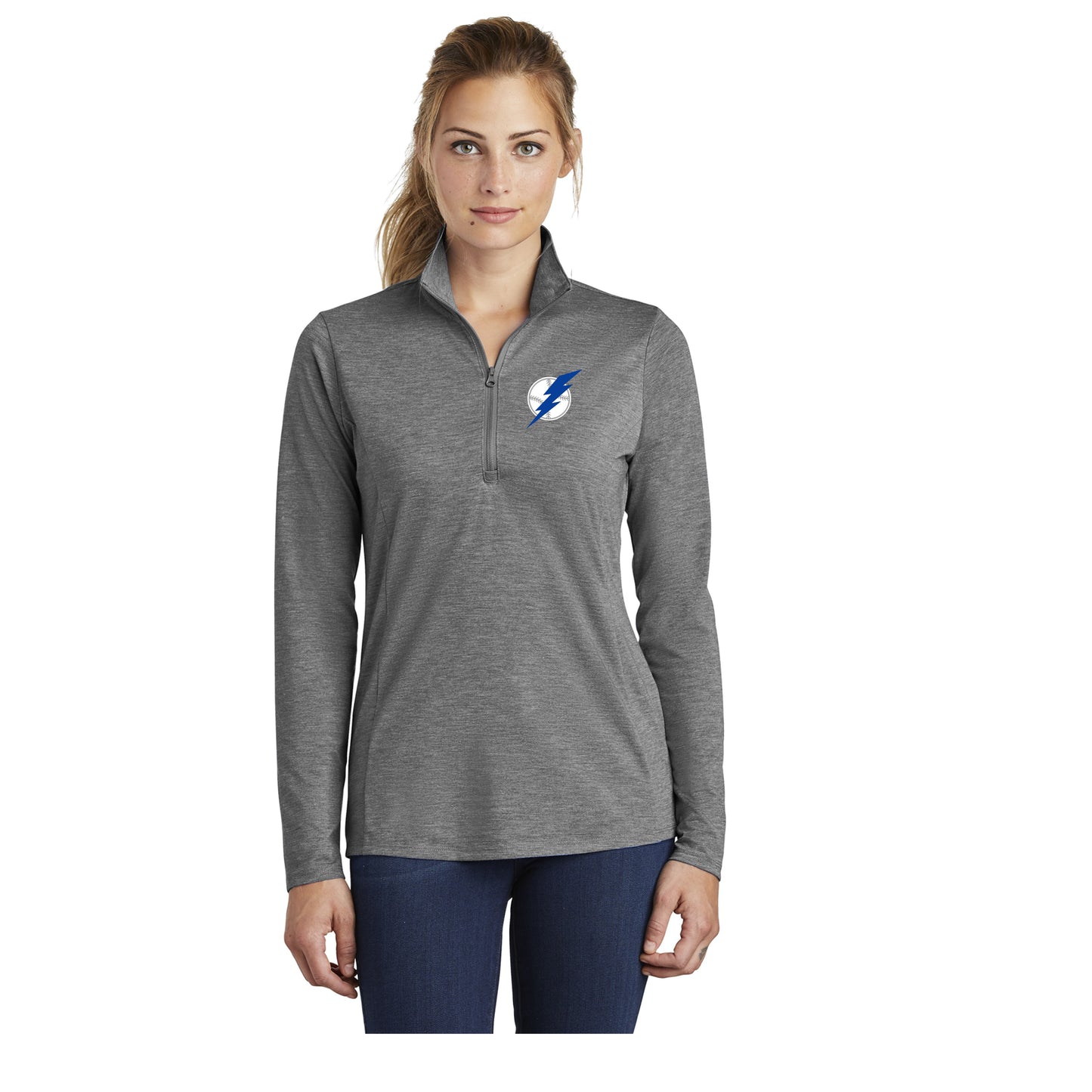 Ladies - Sport Tek Tri-Blend Wicking 1/4-Zip  - (Lightning Baseball)