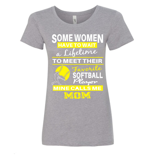 Some Women Have to wait...(Softball) - Ladies Ideal Crew Tee (Size Large Available)