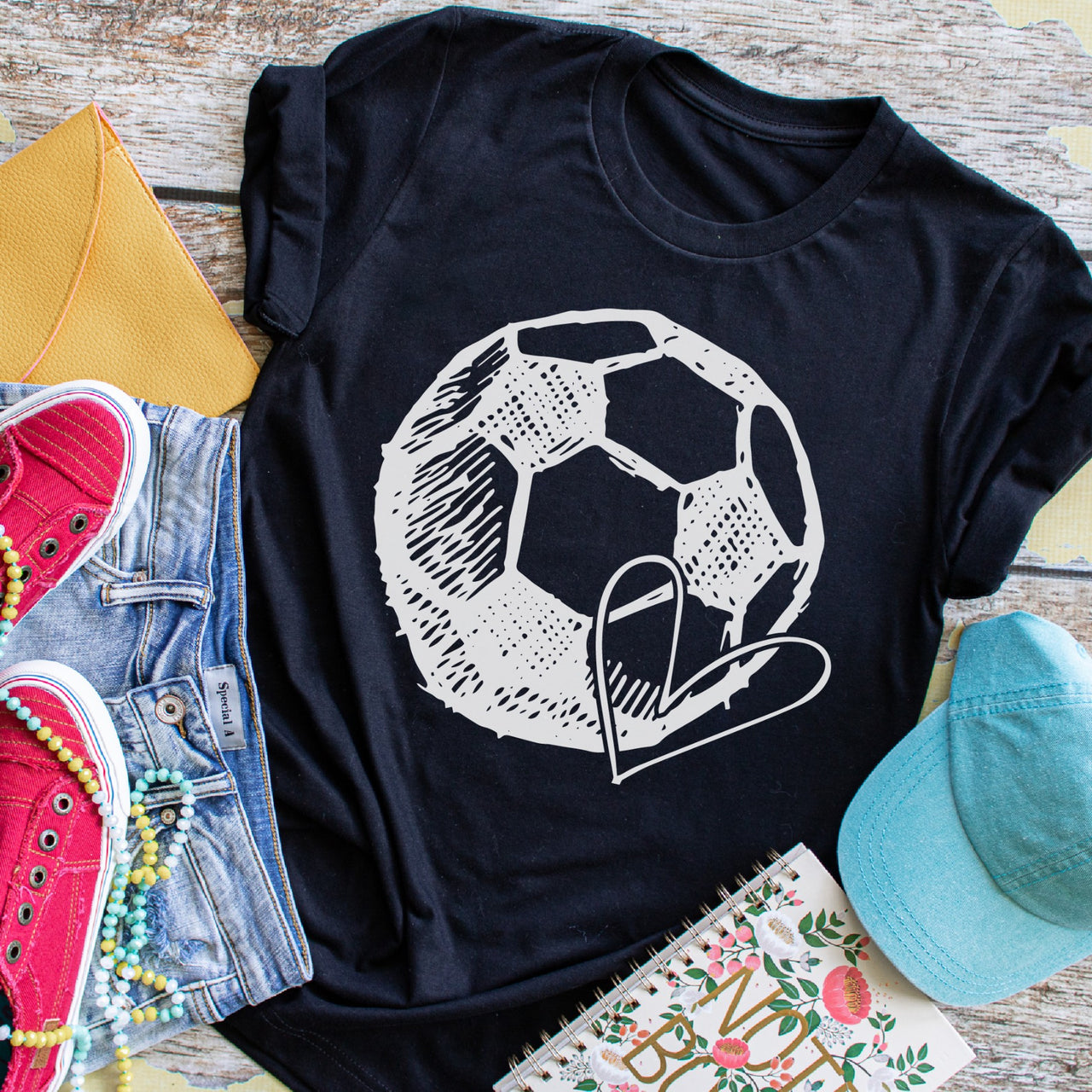 Adult - Unisex Cotton/Poly Tee (Soccer Heart - You Pick Color Tee)