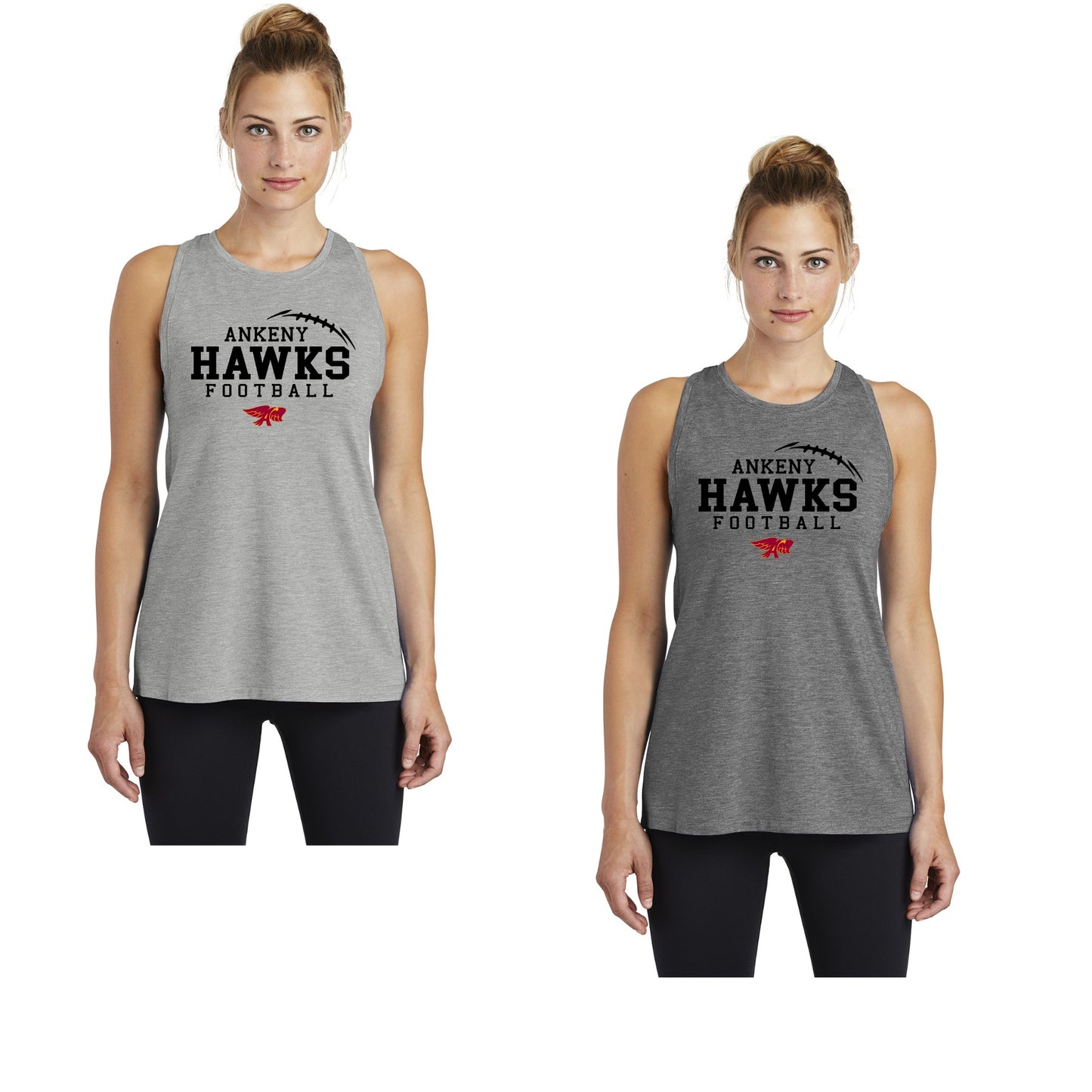 Ladies -Tri-Blend Wicking Tank - (Ankeny Hawks Football)