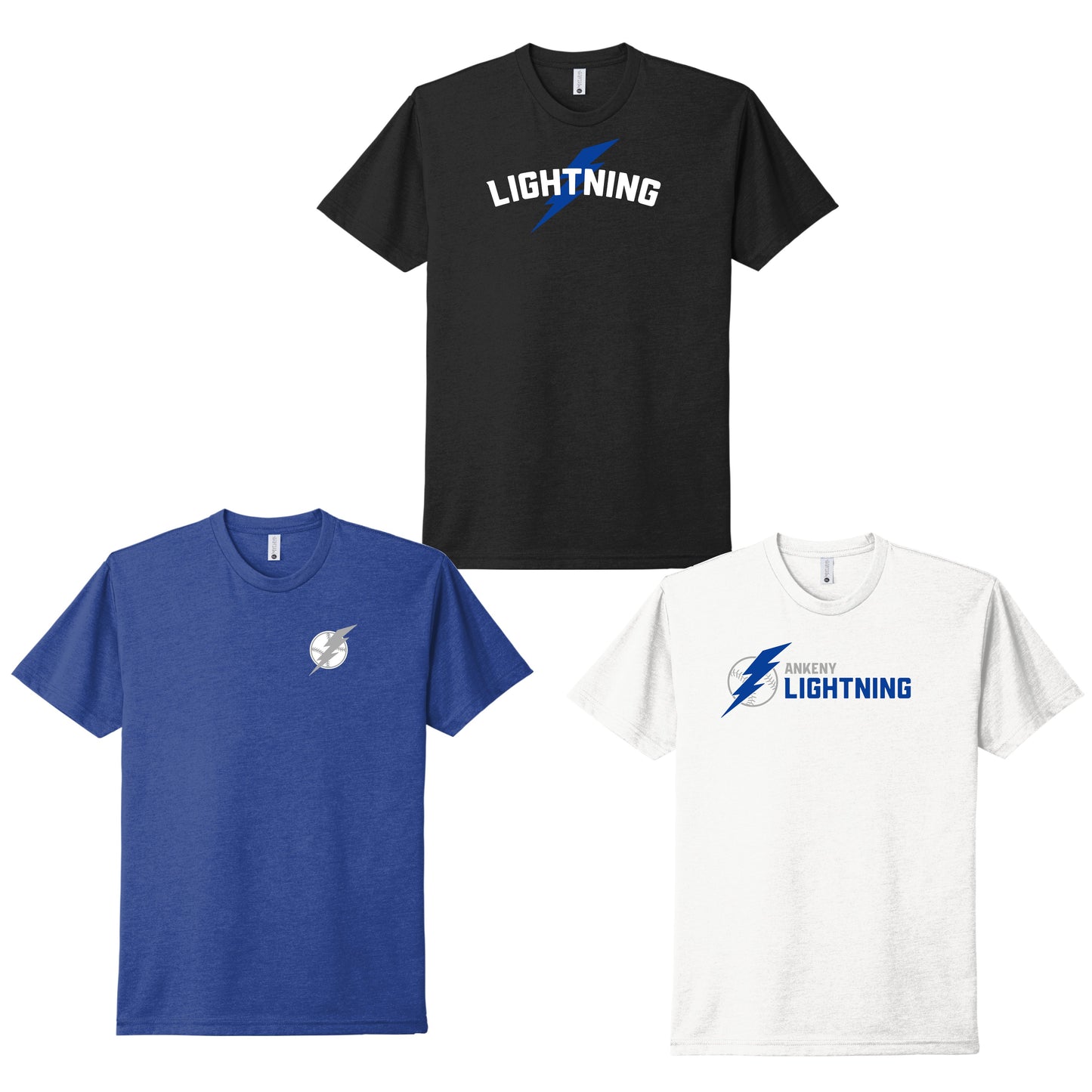 Adult & Youth- Next Level Cotton/Poly Tee - (Lightning Baseball)