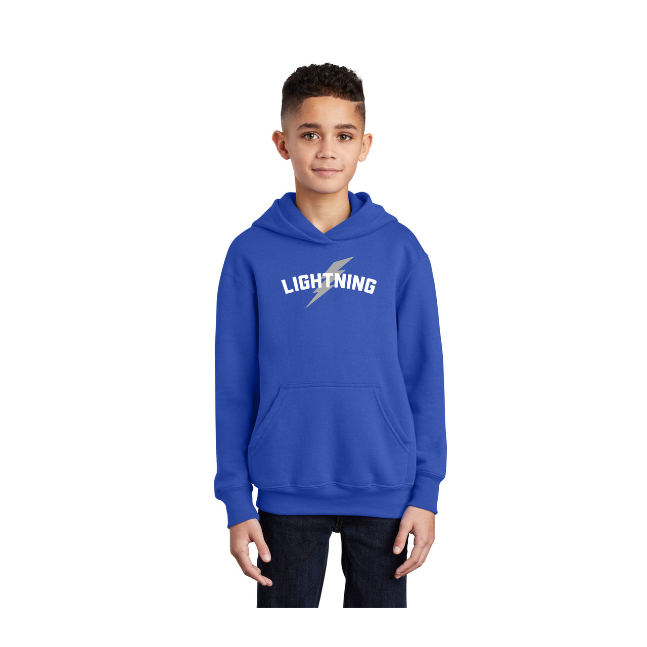 Youth - Core Fleece Pullover Hooded Sweatshirt - (Lightning Baseball)